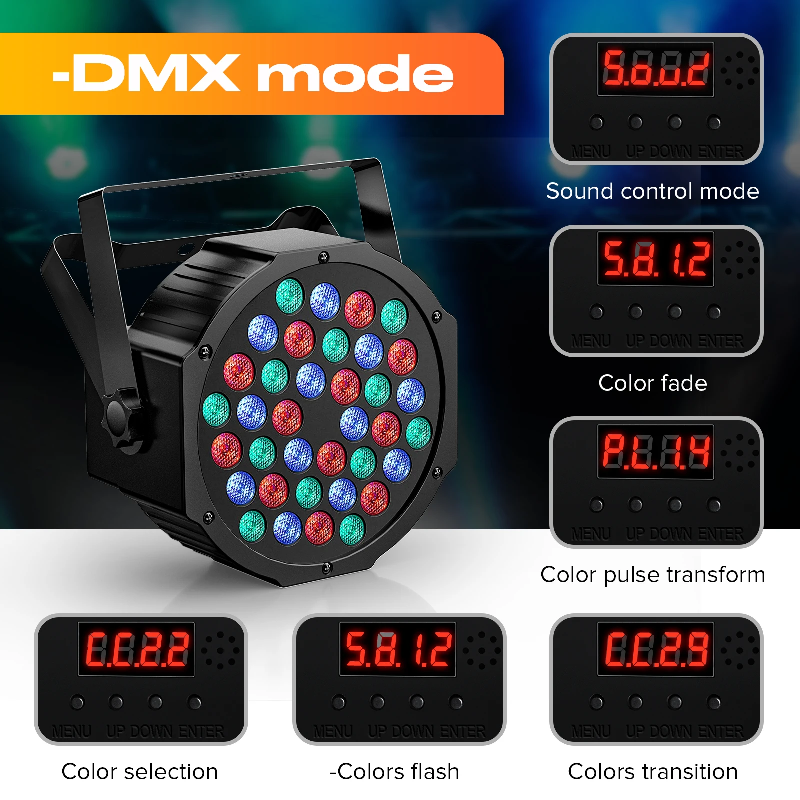 4PCS/SET RGB 36LED Par Light 7CH DMX Sound Control Stage Effect Lighting Projector for DJ Disco Party Bar Club Wedding Birthday