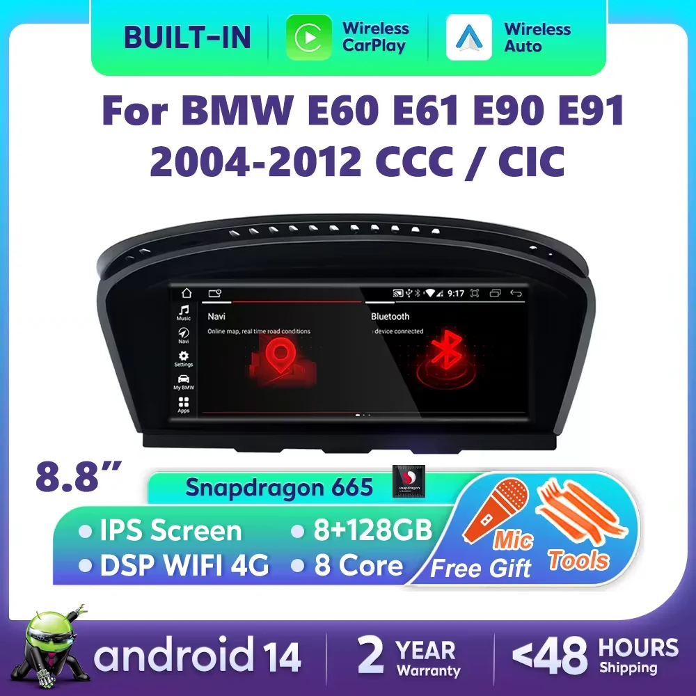 

Android 12 CarPlay For BMW 3 5 Series E60 E61 E62 E63 E90 E91 E92 Auto Radio Multimedia Player GPS Stereo WIFI Head Unit DSP