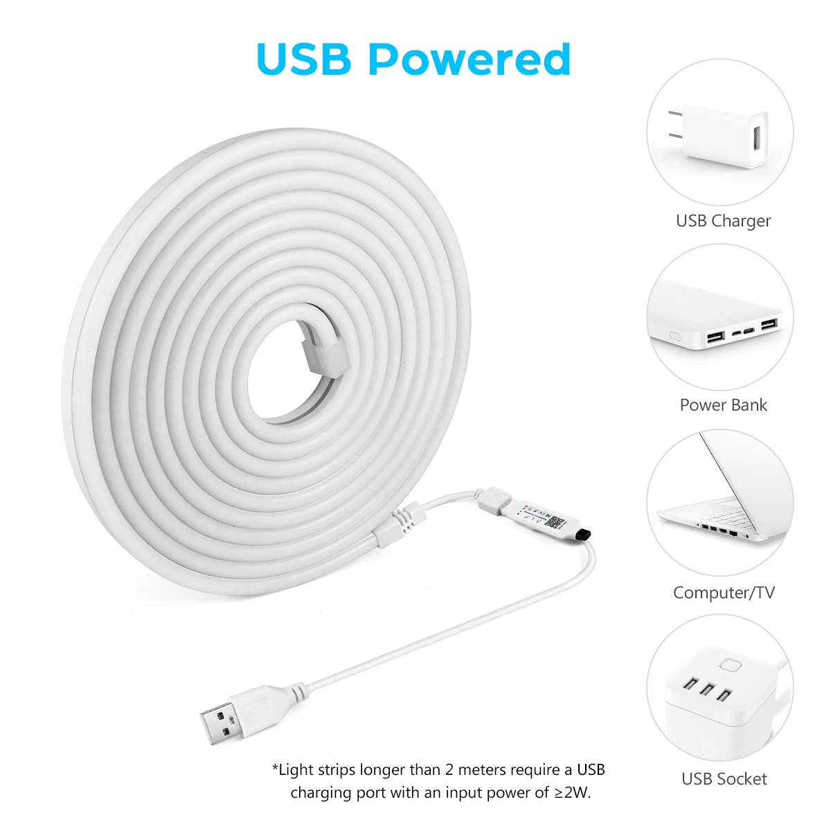 1M 2M 3M 5M RGB Neon LED Strip Light Bluetooth/IR Remote Control 5V Smart USB Silica Gel Tube LED Neon Light Room Decor Lamp