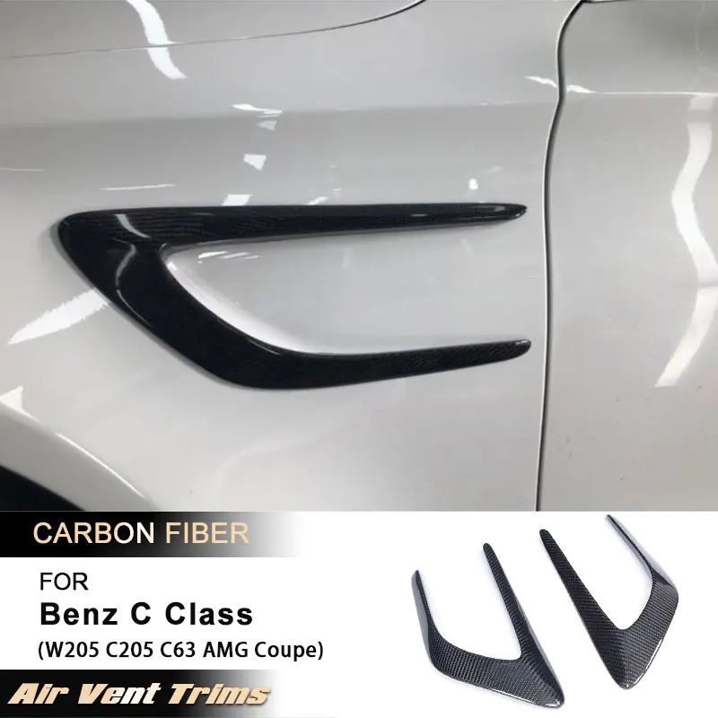 

Carbon Fiber Side Bumper Fender Vents Trims for Mercedes Benz C Class W205 C205 C63 AMG Coupe 2-Door 2015-2017 Side Fins FRP