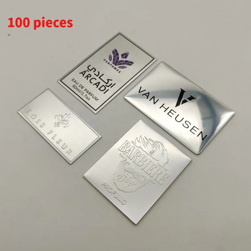 

10 0.Zhang. custom. hot sales customized styles aluminum embossed & engrave logo cosmetics sticker metal packaging label per