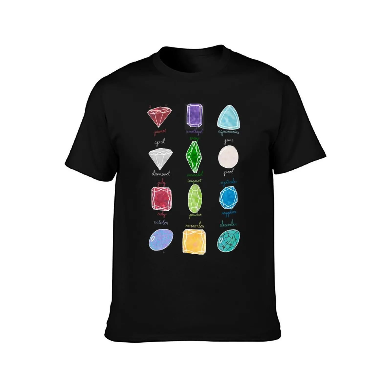 Birthstone Calendar T-Shirt Breathable Basic Cotton T-Shirt
