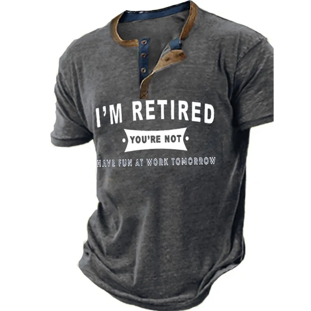 Vintage Men's T Shirt New Fashion Casual Hip Hop Street 3D Print Retirement Men's T Shirt 2026 Summer Home Retirement Clothing