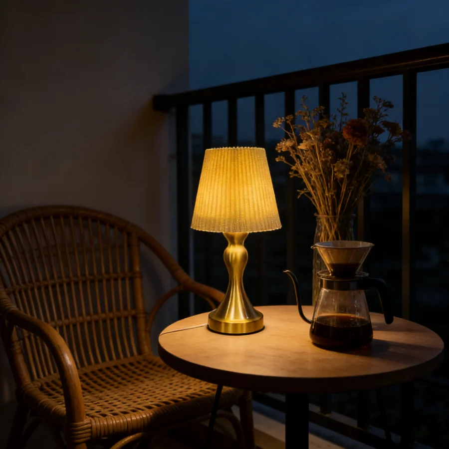 1PC Modern Pleated Shade Table Lamp - Gold Curved Base Bedside Lamp for Bedroom, Living Room, Office - Warm Ambient Night Light