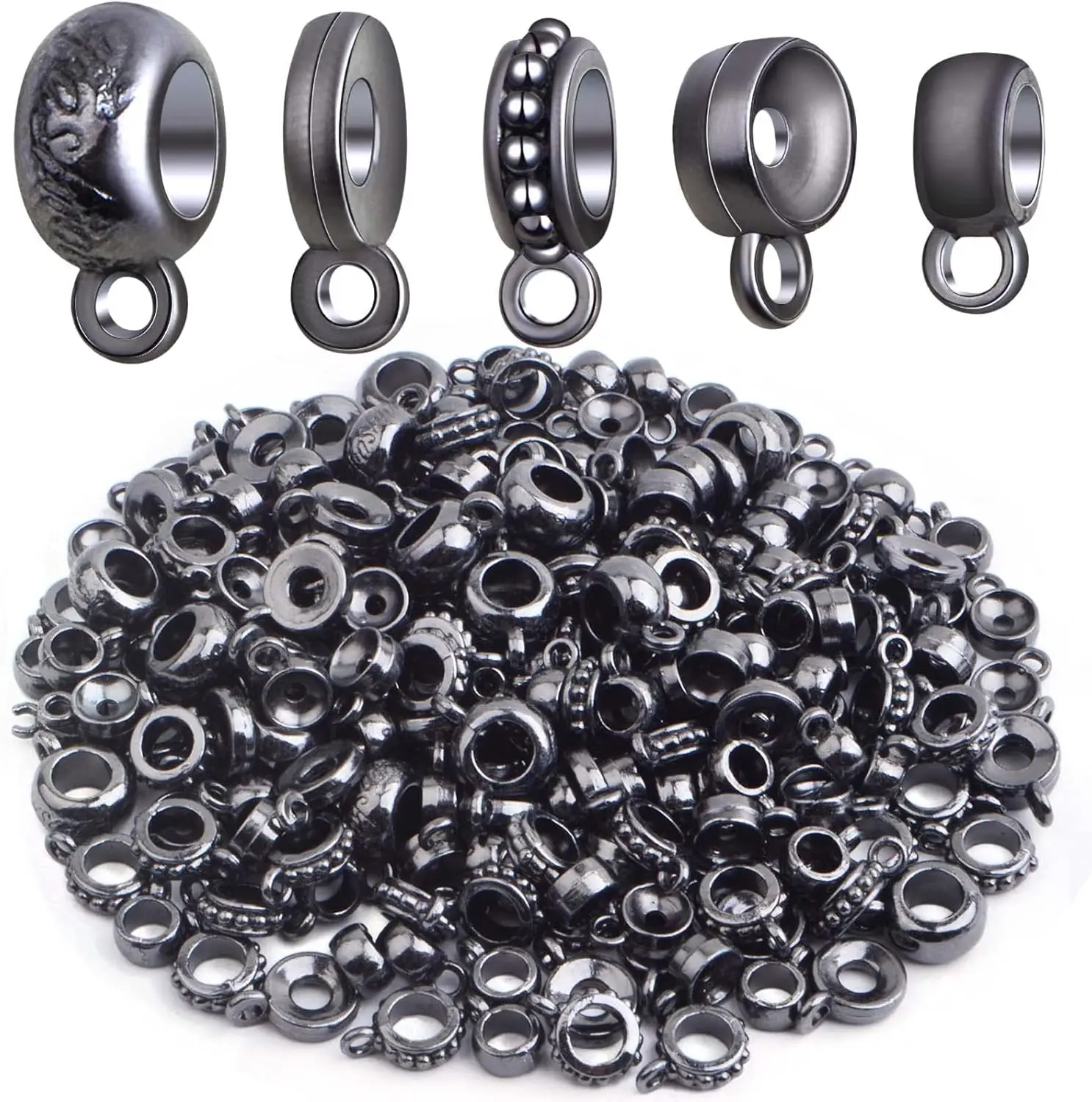 

100 Gram Bail Tube Beads Alloy Bail Beads Connectors Tibetan Tube Spacer Bead Hanger Links for DIY Bracelet Charm Jewelry Making