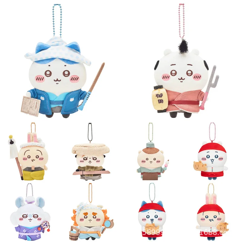 Chiikawa Hachiware Usagi Pendant Figure, Edo Samurai Style JiYi Doll, Nagoya Taiyaki Clerk Plush Ornament, Backpack Decor