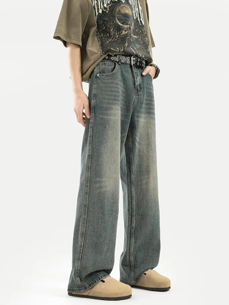 

Мужские джинсы American High Street: осенние, тонкие, повседневные, свободного кроя, прямые, износостойкие, с микроэластаном, синие