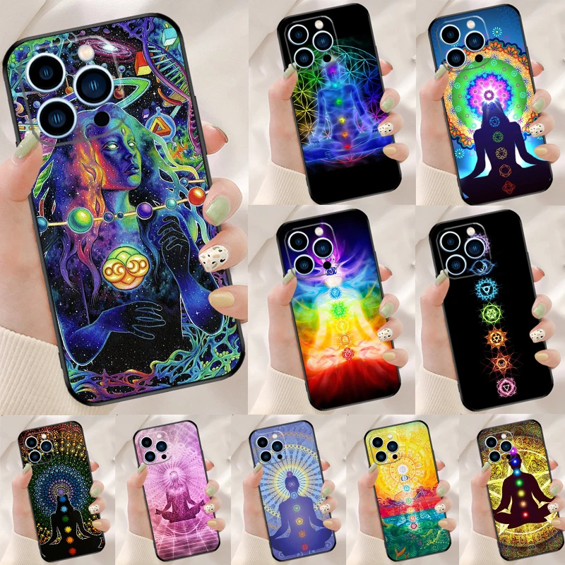 Pokrowiec do jogi Mandala Chakra dla iPhone 15 14 XR X XS Max 7 8 Plus SE2 11 12 13 Pro MAX etui etui na telefon komórkowy Coque