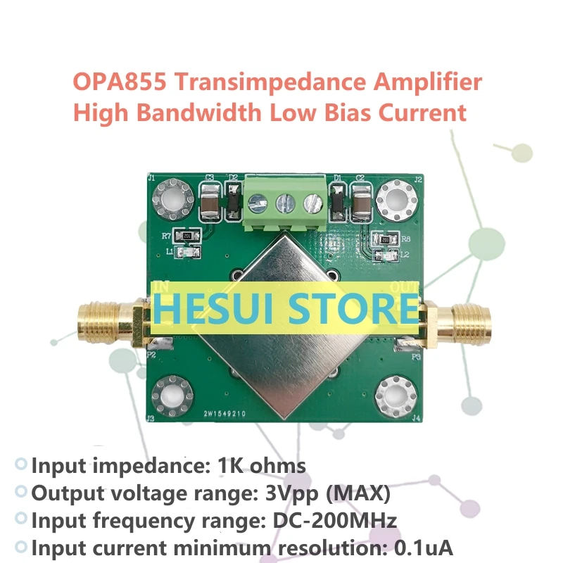 OPA855 Module TIA Transresistance operational Amplifier,I-V Convertor,IV-FET APD\PIN photoelectric Detect Conver Module Board