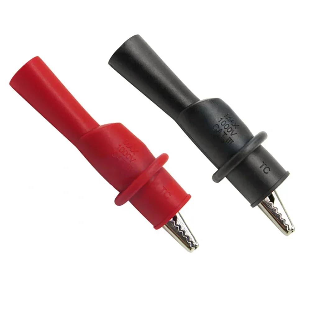 High Capacity Electrical Test Leads 10mm Crocodile Clips Pair Red Black 1000 Volt 10 Ampere With Multimeter Connector
