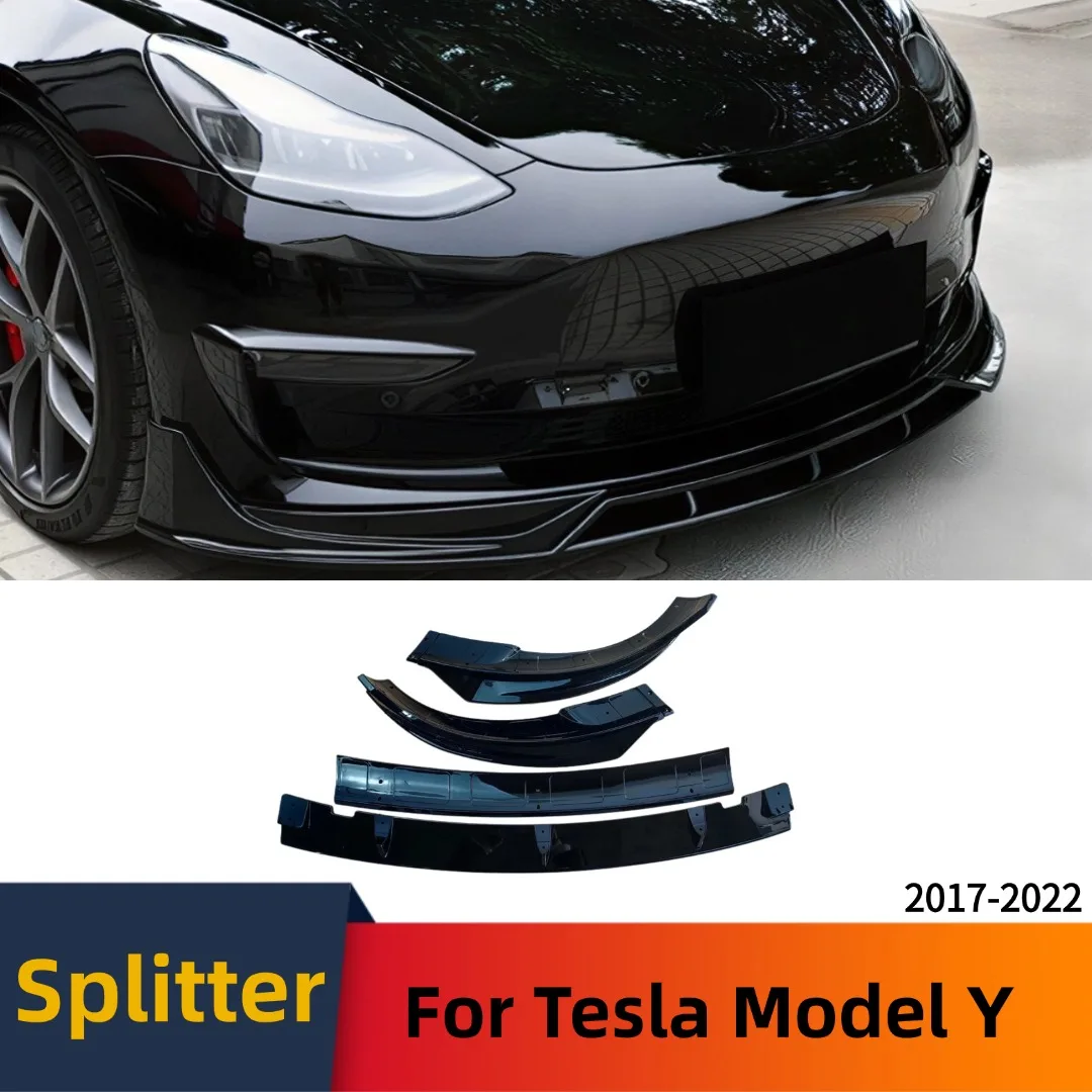 

Передняя защита автомобиля Air Dam, бампер, защита для подбородка, сплиттер, комплект для тюнинга, аксессуары, глянцевый черный для Tesla Model Y 2017-2022