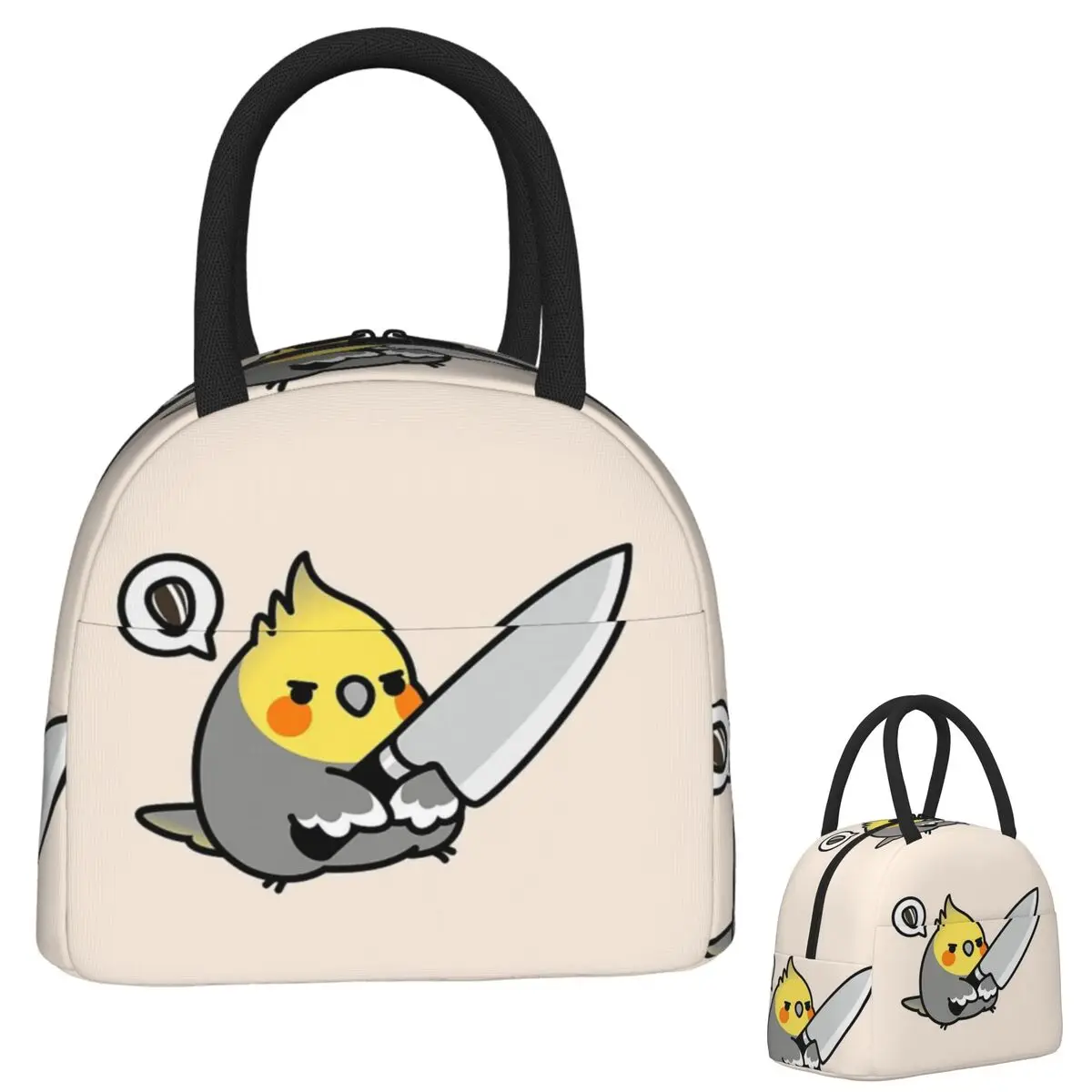 

Сумки для обеда с ножом Chubby Cockatiel, изолированная коробка для бенто, водонепроницаемая сумка для обеда, многоразовая сумка для пикника, сумка-холодильник для женщин и детей, путешествия