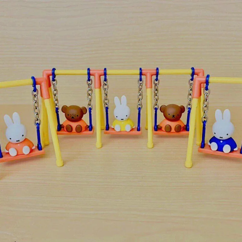 Japanese Genuine Capsule Toy Miffys Rabbit Swing Action Fiugre Miffys Blanc Assembly Model Decoration Toys Collection Kids Gifts