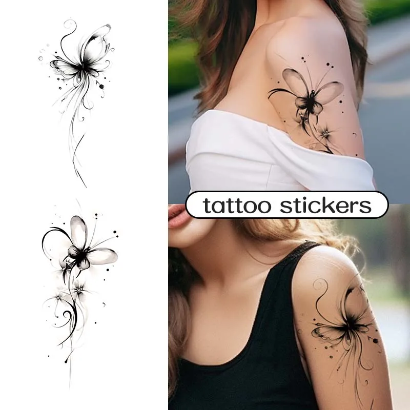 2pcs Butterfly Waterproof Temporary Tattoo for Shoulder, Lasting 1-2 Weeks, Realistic Semi-Permanent Fake Tattoo