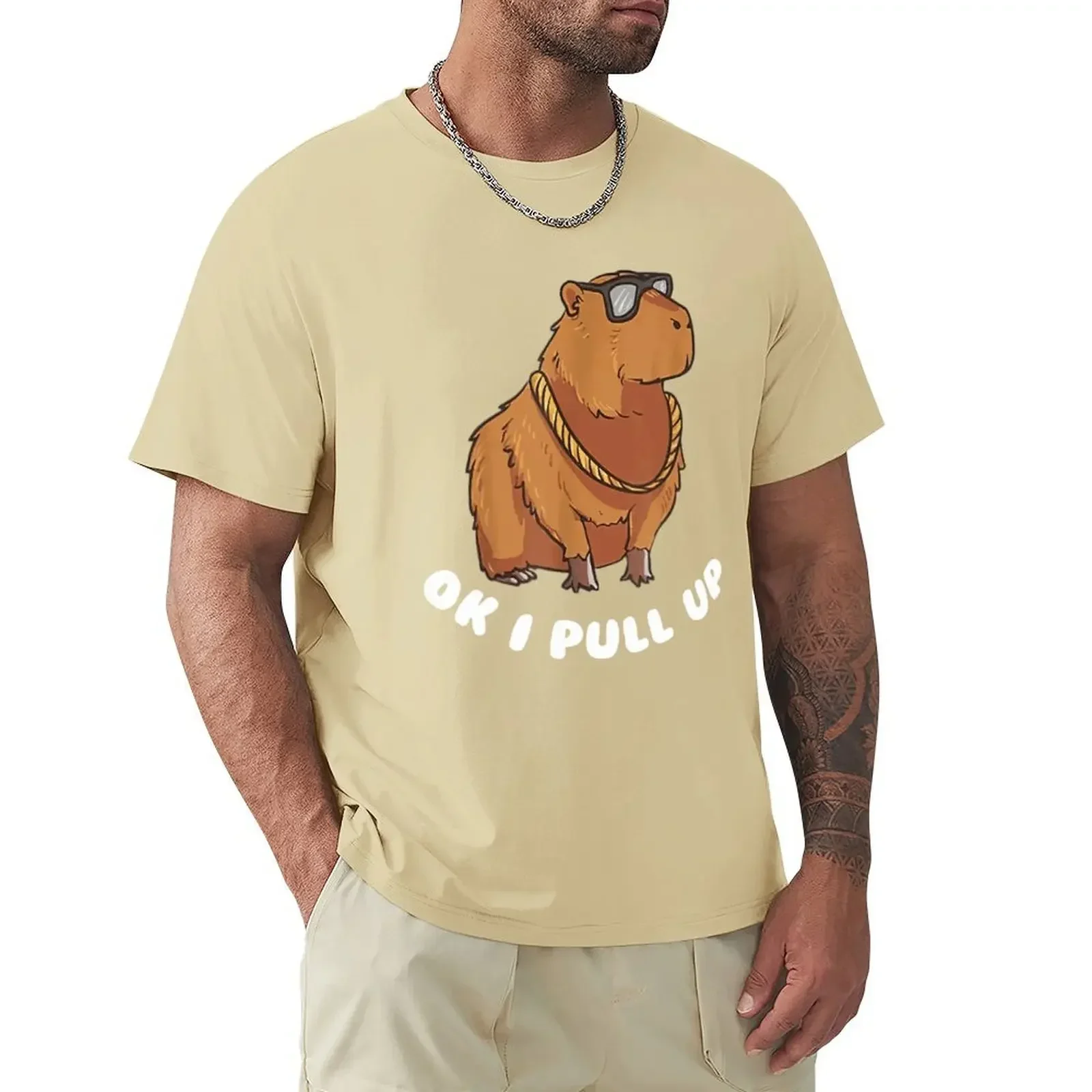 Cartoon Graphic TShirts Cool Short Sleeve Clothing Streetwear T-Shirts Capybara Glasses Ok I Pull Up Funny Cute Animal T Shirts