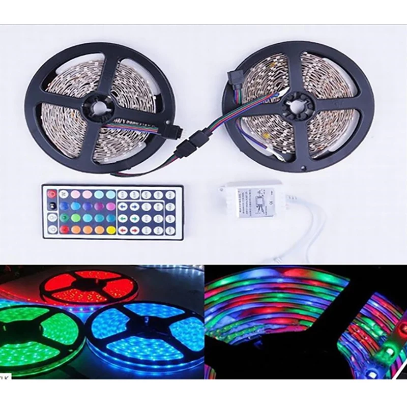 10 Meter Led Strip Light 3528 RGB Waterproof Remote Controller 44 Keys Plate Color Random