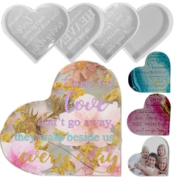 Crystal Heart Memorial Sign Resin Molds Letter Coaster Silicone Mould DIY Craft Home Decor Office Signs Epoxy Jewelry Tools