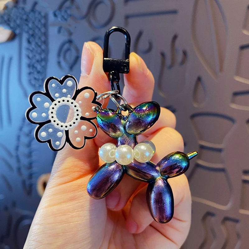 Cute Mobile Phone Chain Daisy Flower Beaded Puppy Keychain Male