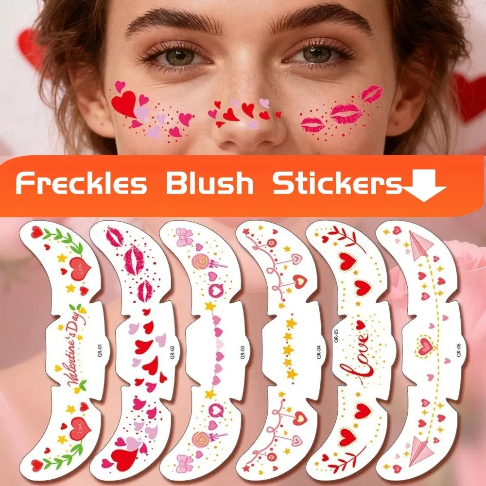 6pcs Waterproof Freckles Blush Stickers Long Lasting Disposable Face Temporary Tattoos Facial Art Makeup Stickers Live House