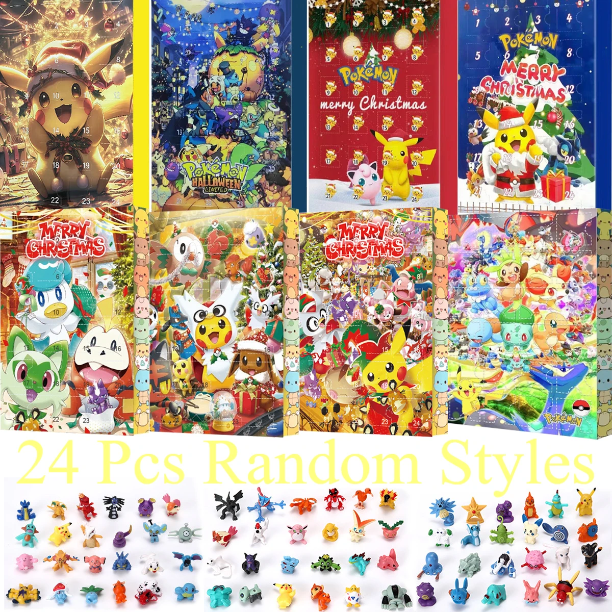 2025年 ポケモン 24日間アドベントカレンダー 新年 クリスマス ブラインドボックスセット 24個入り コレクタブルフィギュア ホリデーカウントダウンギフト