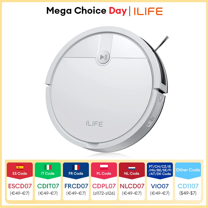 ILIFE V2 Robot Vacuum Cleaner, 120 Min Runtime, Self-Charging Robotic Vacuum, Slim, Quiet, Ideal for Pet Hair and Hard Floors