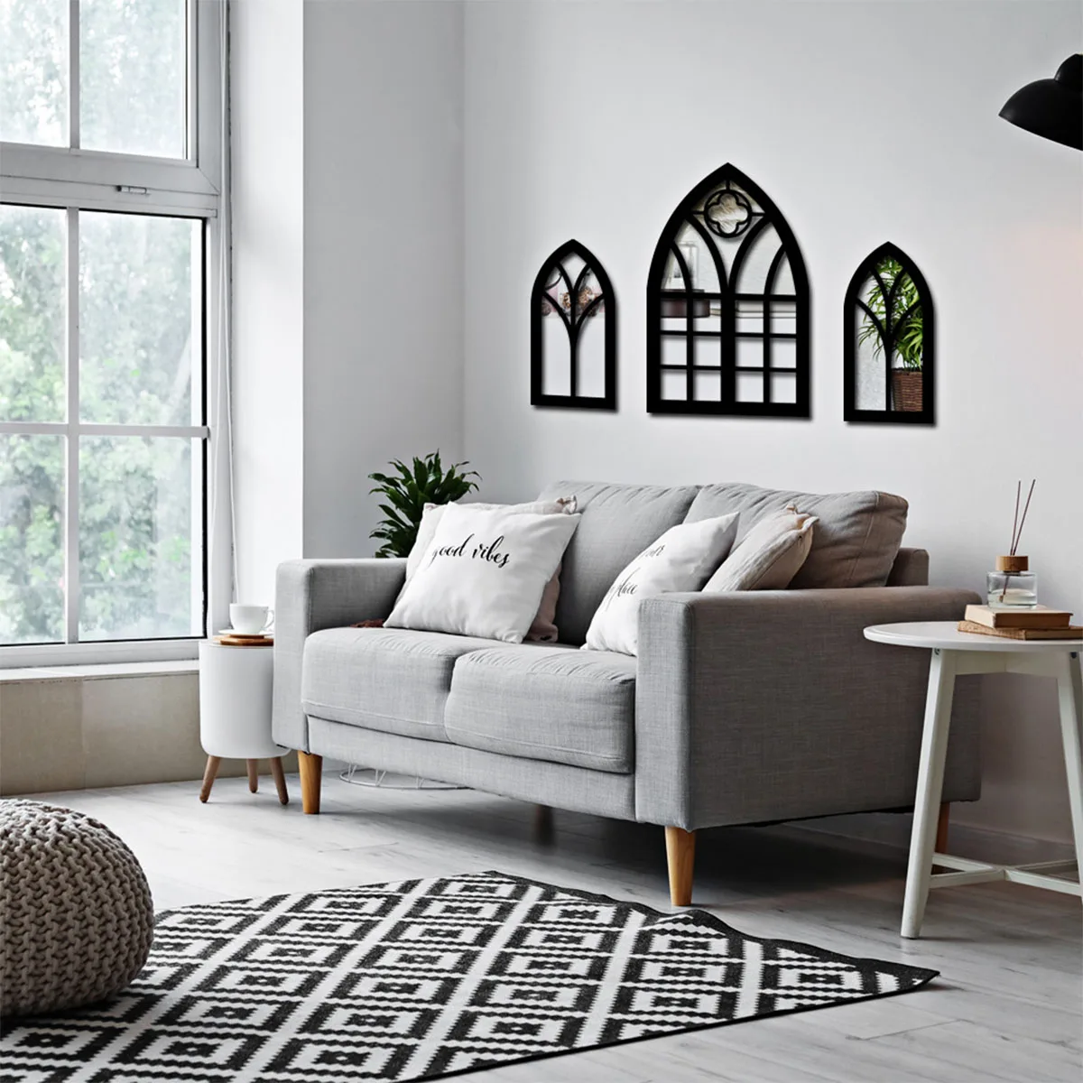 

Window Mirror for Wall Decor, Wall Mirror Farmhouse Home Decor Wood Frame Decorative Mirrors for Bedroom, Living Room, Entrance