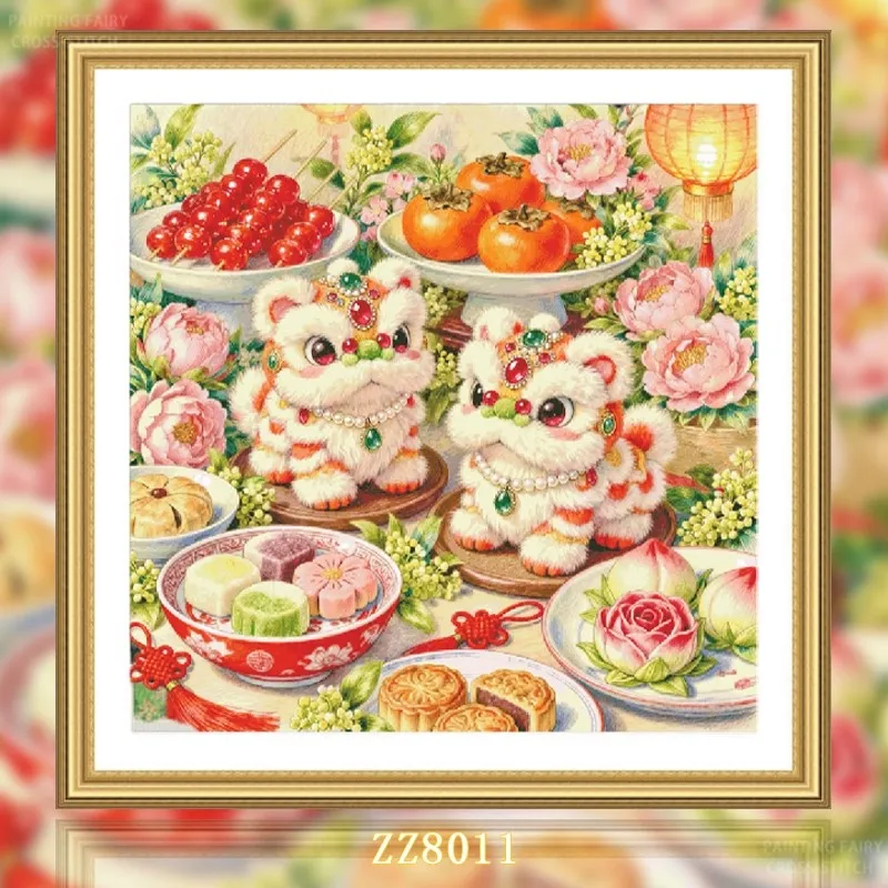 

ZZ8011 - Good Fortune 14CT 16CT 18CT Printed On Canvas Cross Stitch DIY Set Needlework Embroidery 155 Colors