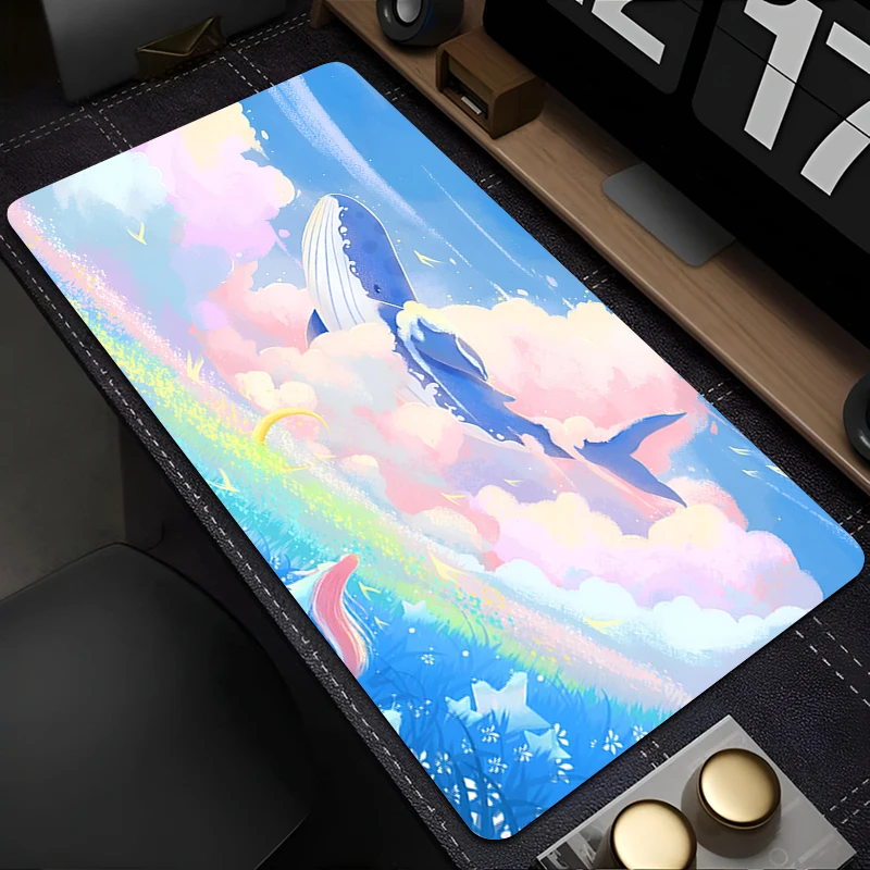 

Коврик для мыши Cloud Whale (1 шт.) с прошитыми краями и нескользящим резиновым основанием, для ноутбуков и настольных ПК, игровой коврик для клавиатуры, увеличенный размер