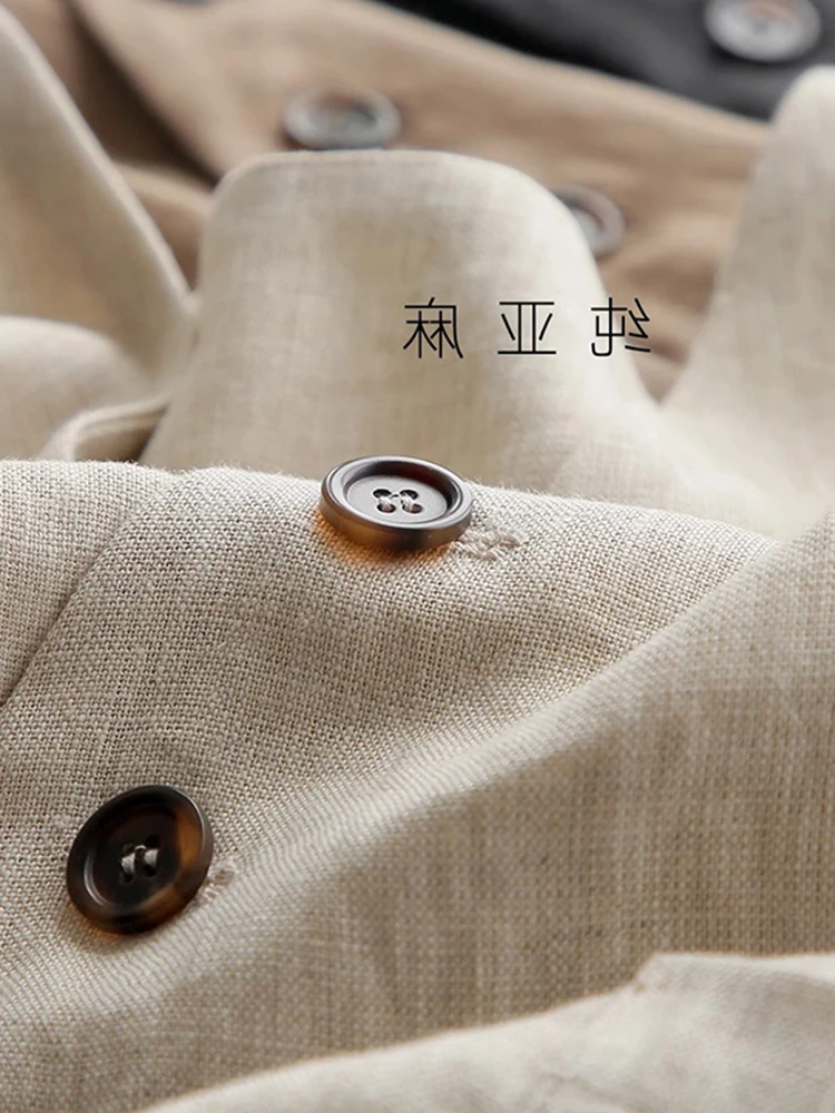 

Повседневный льняной костюм с v-образным вырезом, жилет для поездок на работу, многослойный кардиган с верхом и подставкой на пуговицах, летняя верхняя одежда