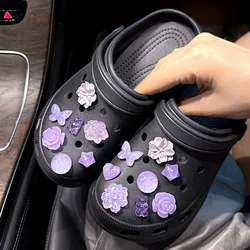 Fashionable Purple Butterfly Flower Hole Shoe Charms Decorations Cute Little Bear Shoes Buckle DIY 3D Hole Shoe Accessories