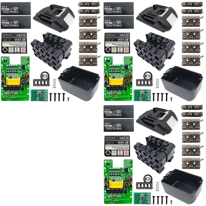 3X BL1890B Lithium Battery Case BMS PCB Balance Charging Board Shell For MAKITA 18V BL1860 9.0Ah LED Indicator