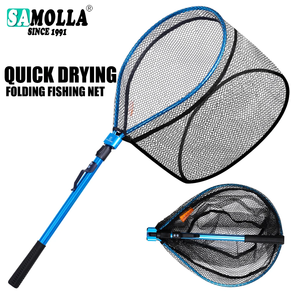 Rete da pesca pieghevole portatile ultraleggera 90x35cm reti a mano pieghevoli veloci per la pesca a mosca rete leggera per la colata di pesci da atterraggio