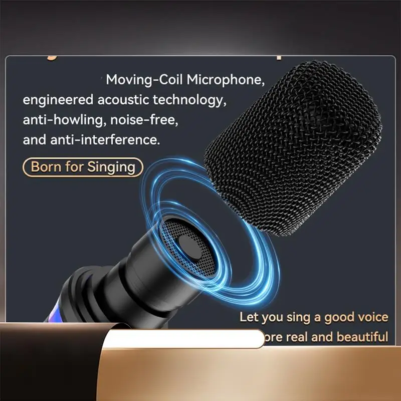 

Bluetooth-микрофон, динамический Bluetooth 5,3, DSP-микшер, цветной RGB для караоке KTV Home-X64A