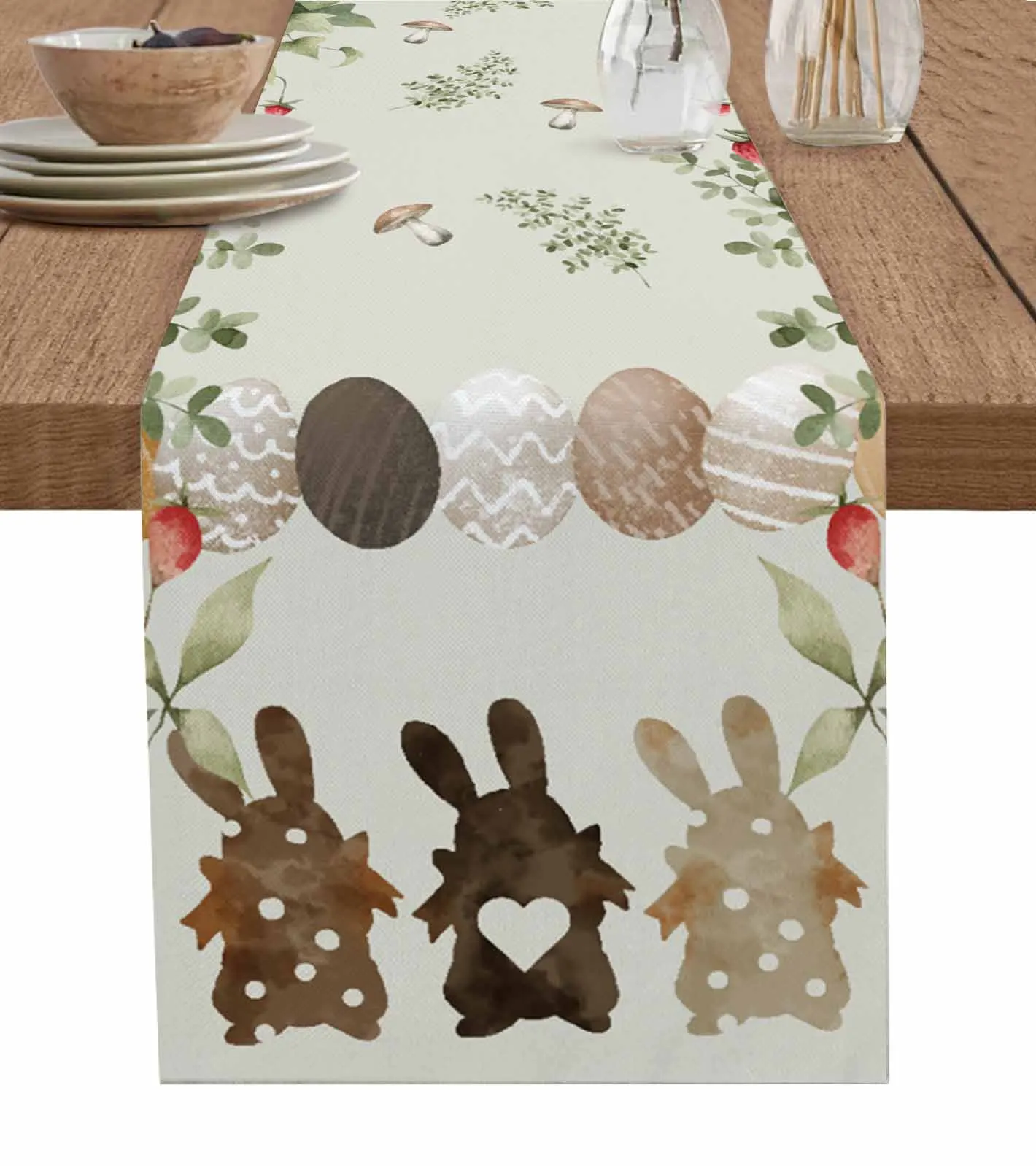 

Rabbit Easter Flower Egg Decorations Coffee Table Decor Tablecloth Table Kitchen Decorative Table Runner