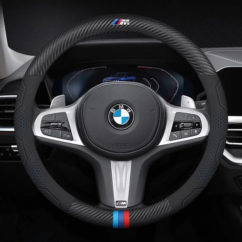 For BMW M X1 X3 X4 X5 X7 E36 E39 E46 E60 E65 E90 F10 F15 F20 F25 F30 G20 G30 G05 Car Carbon Fiber Anti-Slip Steering Wheel Cover