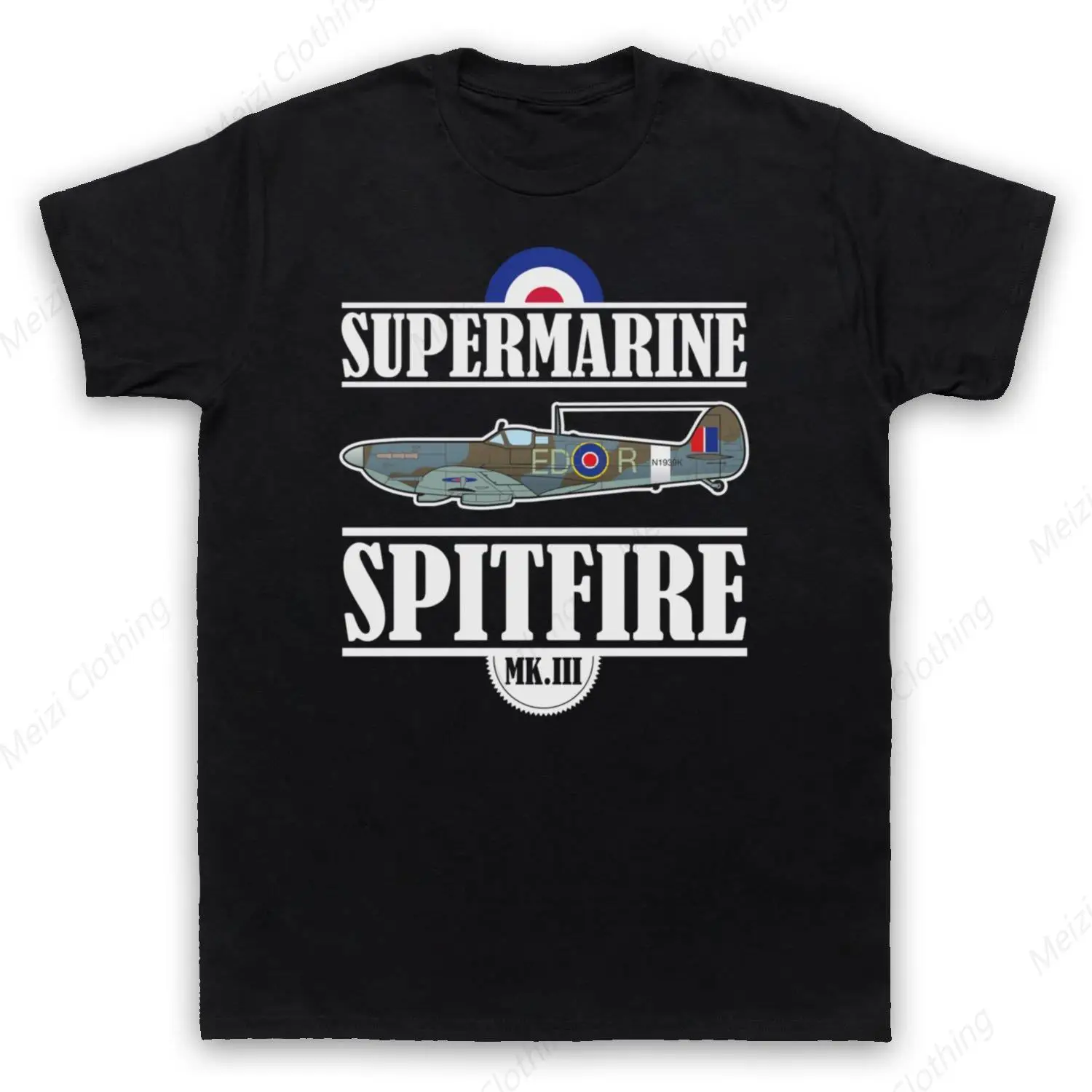 

Spitfire Supermarine MK III Men's T-shirt Black Cool Fashion City Cotton Breathable Comfortable Short Sleeve