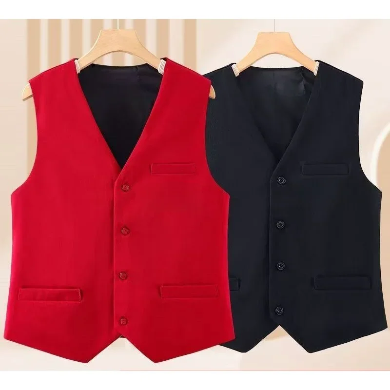 

2025 New v-neck sleeveless vest single-breasted women elegant clothes for formal business style retro office women top