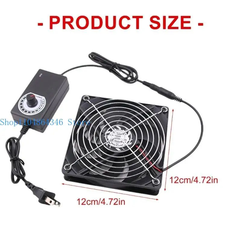 5asd US 12cm koelventilator, verstelbare windsnelheid voor computers en routers met 100-240V ingang en 20CFM luchtstroom