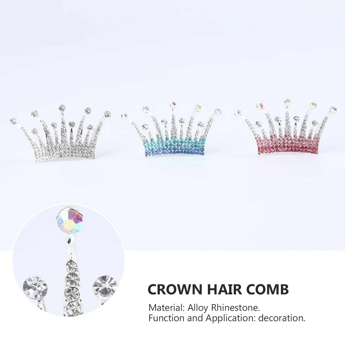 

3pcs Children'S Crown Hair Accessories Tiaras Princess Shaped Rhinestone Studded Lightweight Decorative Jewelry For Kids Party
