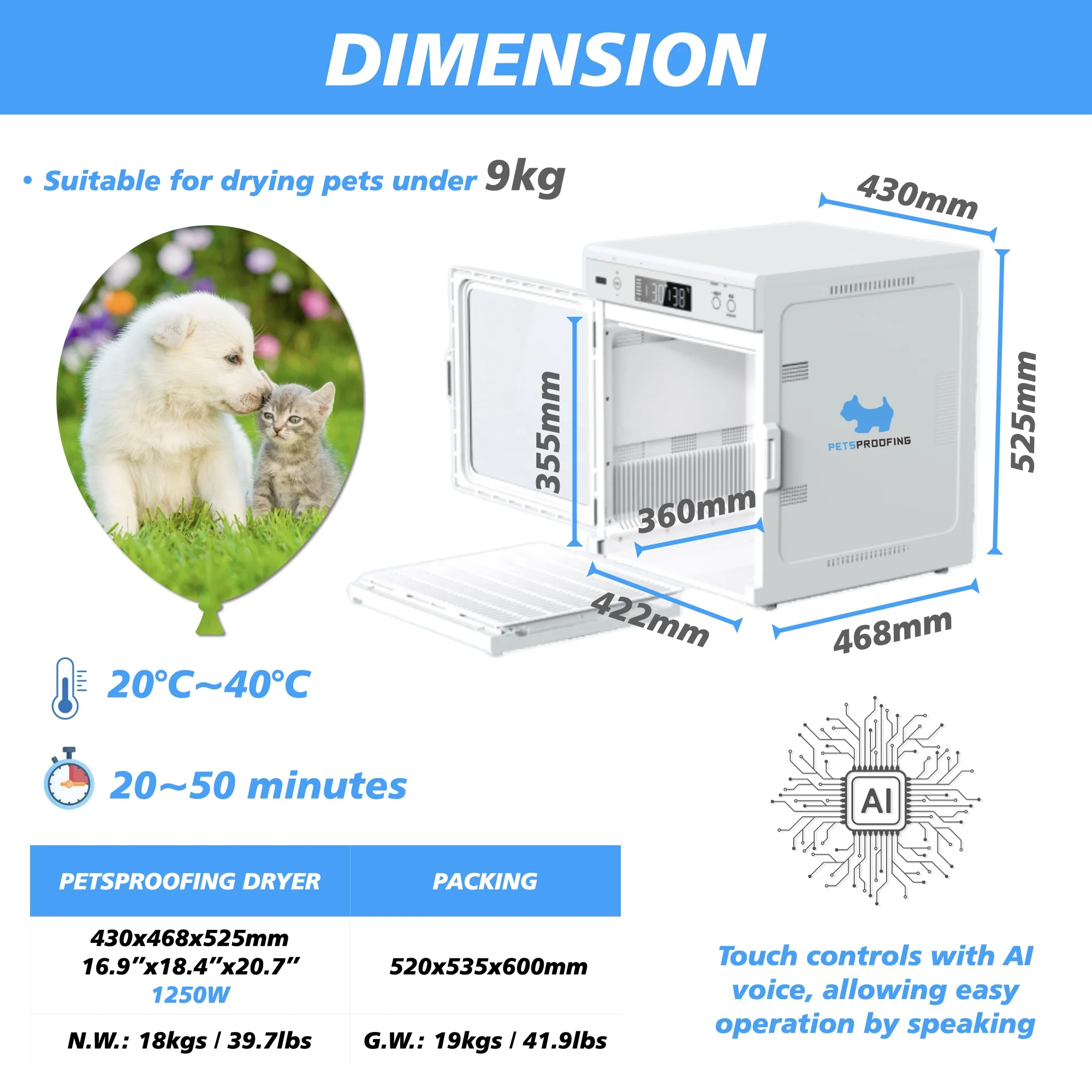 Sustainable Plastic PP Dryer Blower Box Machine Charge-Powered Pet Grooming Tool For Efficient Cat Dog Hair Drying & Cleaning image 2