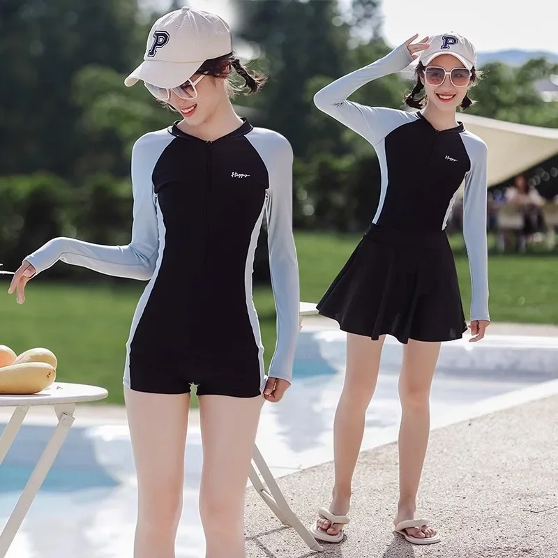 

Swimsuit One-piece Sports Boxer Shorts, Stylish and Conservative Swimsuit Swimming Two-piece Set