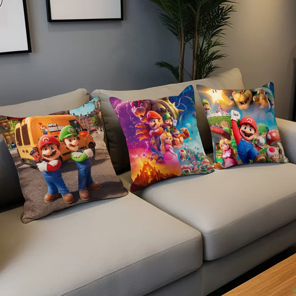 Super M-Marios Bro Pillow Case For Home Bedroom Room Decoration Living Room Sofa Cushion Cover Suitable