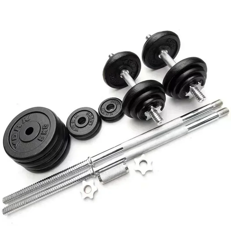 50kg-55kg Gym Home Weightlifting Dumbbells with Box Painted Black Painted Cast Iron Dumbbells Can Be Connected To A Barbell Set.