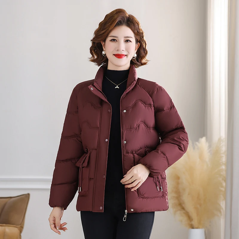 

Thiened down Cotton Jaet ort Sle Women's Faionable Warm Winter Coat Stand Collar Button Closure Regular Sve