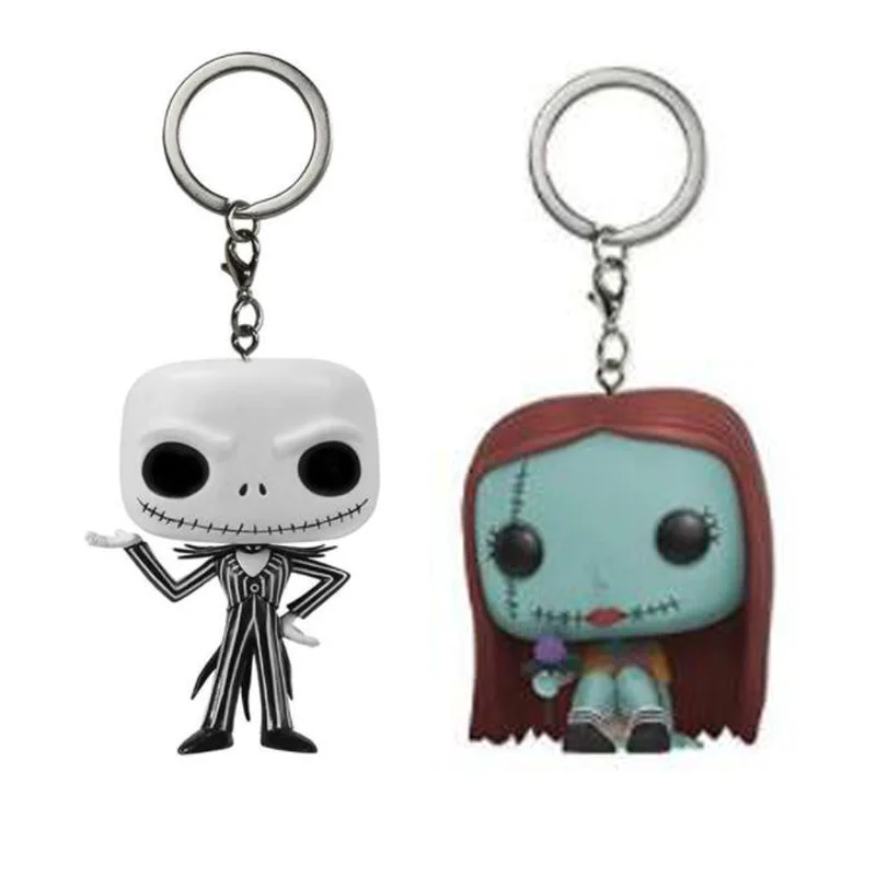 The Nightmare Before Christmas Gingerbread Jack Skellington Sally (seated) Keychain Vinyl Action Figure Toys for Children Gift