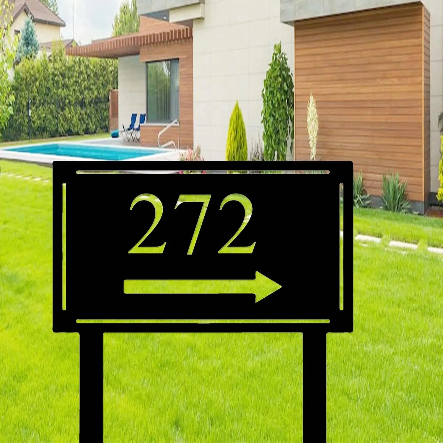 Personalized Metal Yard Address Stake House Numbers Driveway Garden Sign