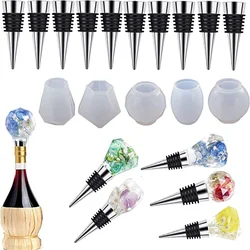 5Pcs DIY Wine Bottle Stopper Crystal Epoxy Mould, Stopper Silicone Mold, Customized Wine Bottle Stopper Resin Casting Mold
