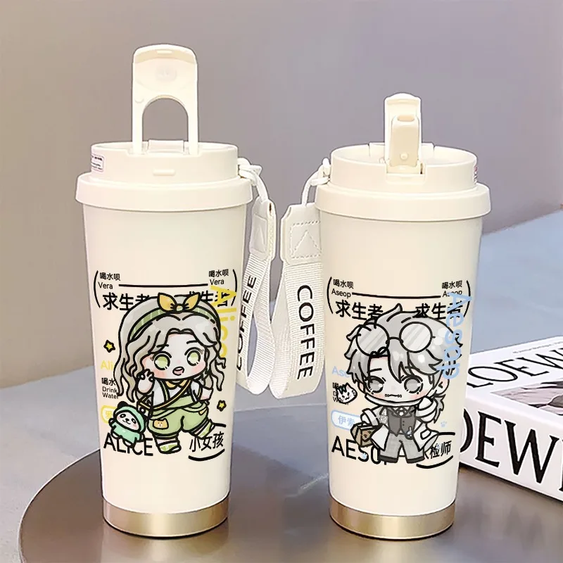 زوجين مكتب موضة جديدة الكرتون أنيمي الهوية الخامس إيما وودز طالب الرياضة في الهواء الطلق مريحة المحمولة كوب قارورة عازلة من القش هدية #5