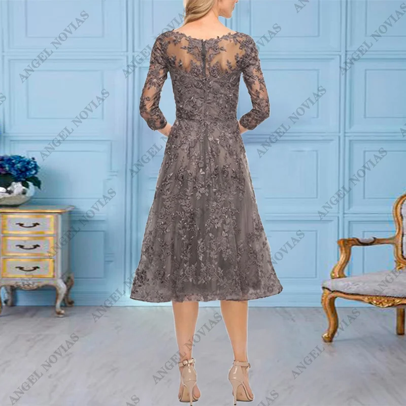 Customized Knee Length Lace Mother of the Bride Dresses for Weddings Vestidos Elegantes Para Mama De La Novia