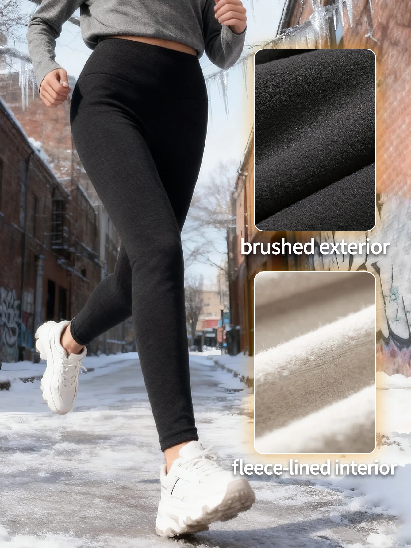 سراويل ضيقة حرارية من الصوف الألماني للسيدات، مناسبة للحرارة، صديقة للبشرة لليوجا واللياقة البدنية وركوب الدراجات، لخريف وشتاء #3